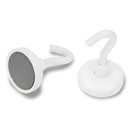 Dendesigns 1.25 in. White Enamel Magnetic Hook; 2 Piece DE893748